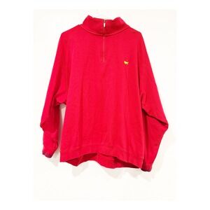 Masters Collection Mens Red Pima Cotton Quarter Zip Golf Pullover XXL Logo